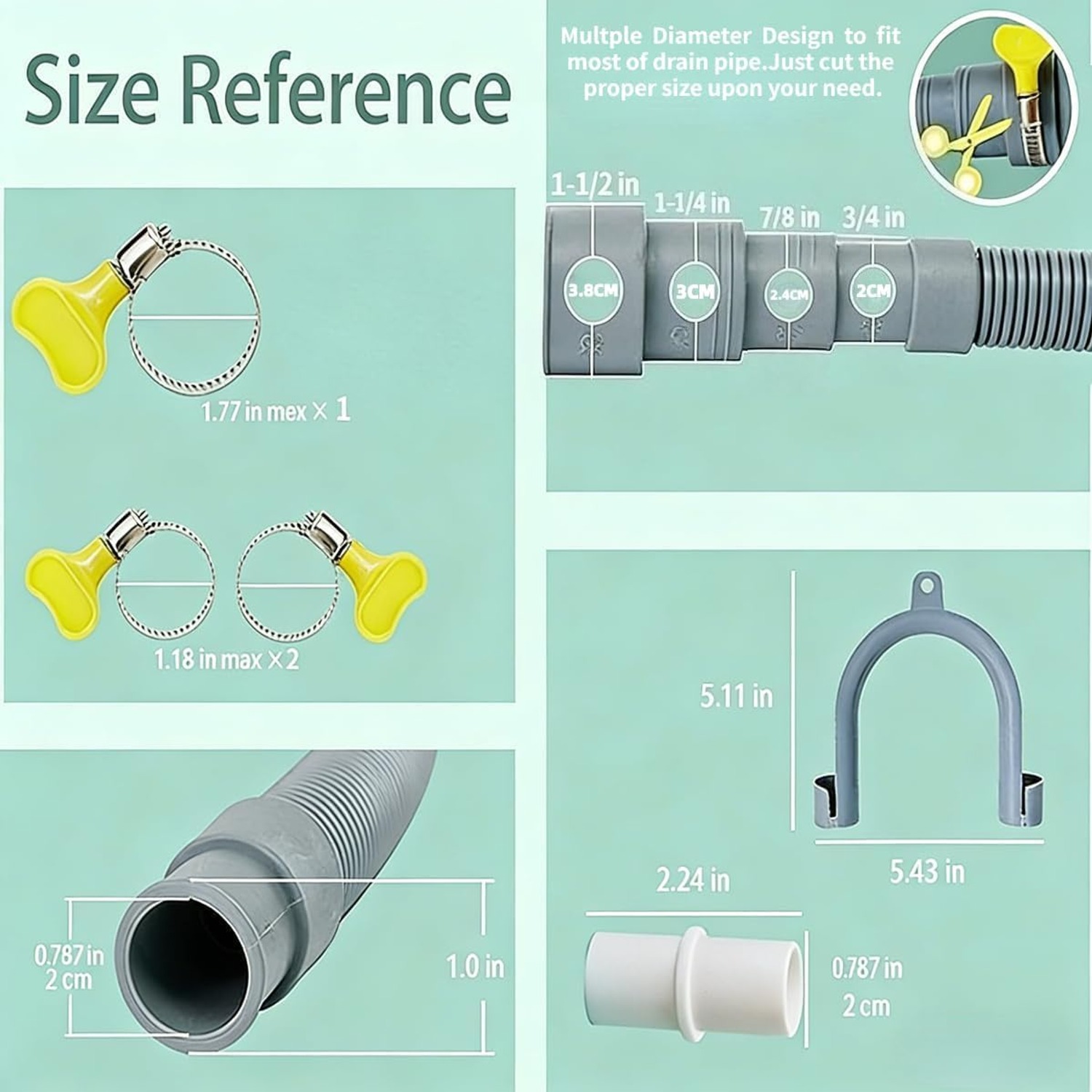 Portable Washer Drain Hose Extension Kit, detail view